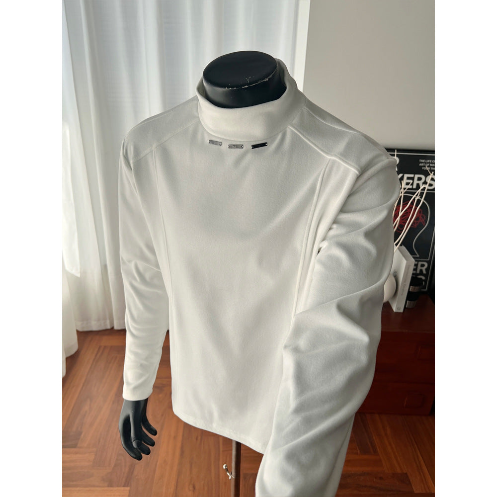 Herren Rollkragen-Feinstrickshirt mit Metallnieten am Kragen und schmaler Silhouette Echo Archiv