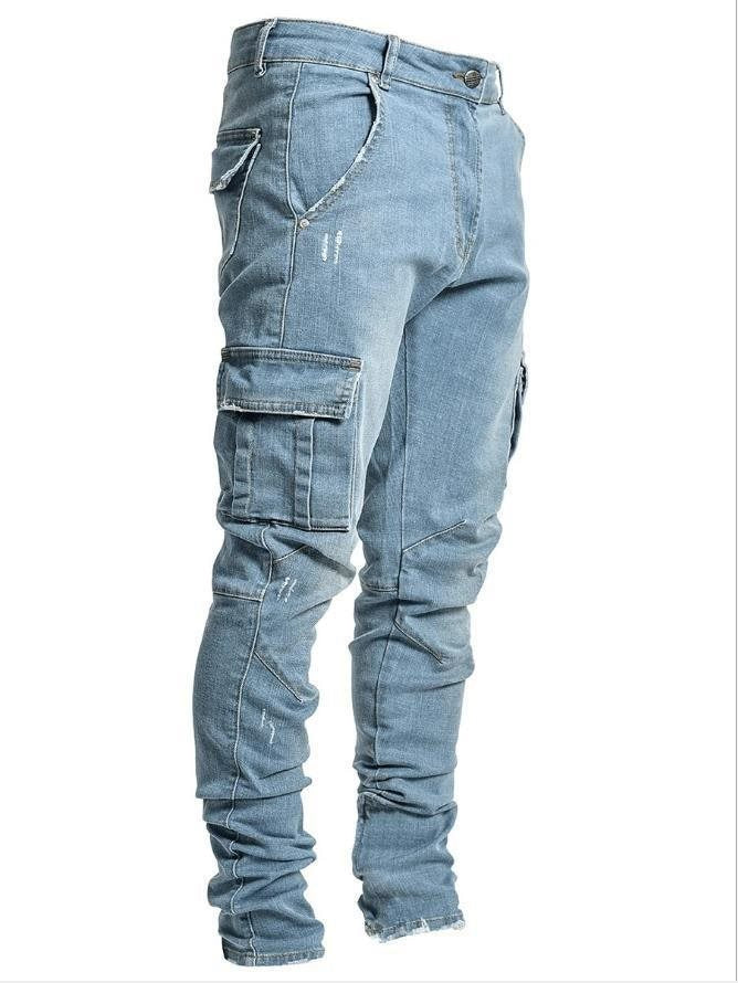 Herren Eng geschnittene Cargo-Jeans mit Stretch und Mehrfach-Taschen Echo Archiv