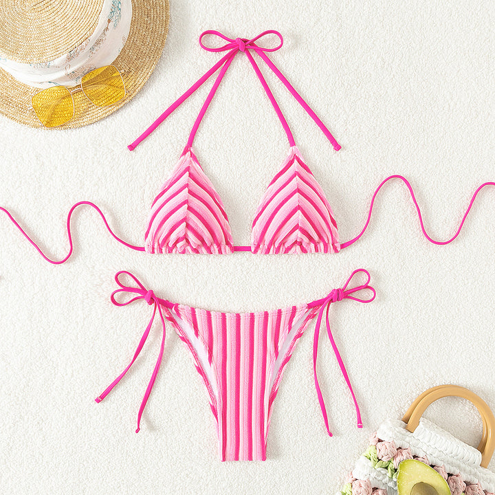 Damen Triangel-Bikini mit raffinierten Streifen und verspielten Schleifen Echo Archiv