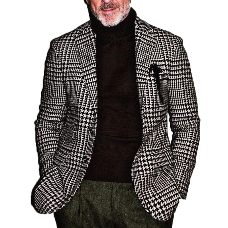Herren eleganter Baumwoll-Blazer mit Hahnentrittmuster Echoarchiv