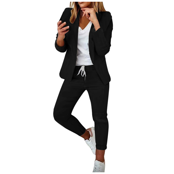 Damen nan lässiges Hosenanzug-Set mit Joggerhose, Kordelzug und tailliertem Blazer Echo Archiv