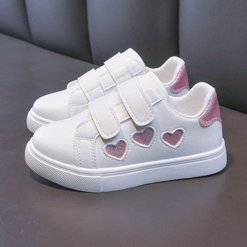 Damen Plateausneaker mit Klettverschluss und glitzernden Herz‑ und Sternapplikationen – Névara