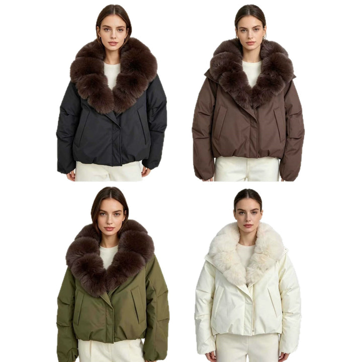 Damen nan kurze Cropped-Parka mit extravoluminösem Fellkragen und winddichter Thermofütterung Echo Archiv