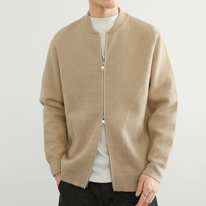 Herren Jacquard Sweatjacke mit Reißverschluss und praktischen Taschen Echoarchiv
