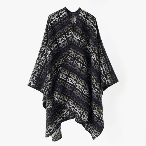 Damen Überwurfcape im Jacquard-Strick mit Allover-Monogramm und weichem Fall Echo Archiv