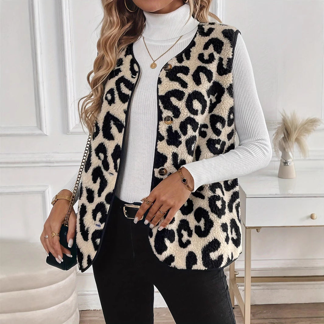 Damen Kuschelige Leo-Fleece-Weste Echoarchiv