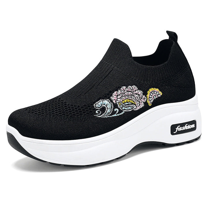 Damen Sportliche Stretch-Sneaker mit floraler Applikation und dämpfender Sohle Echo Archiv