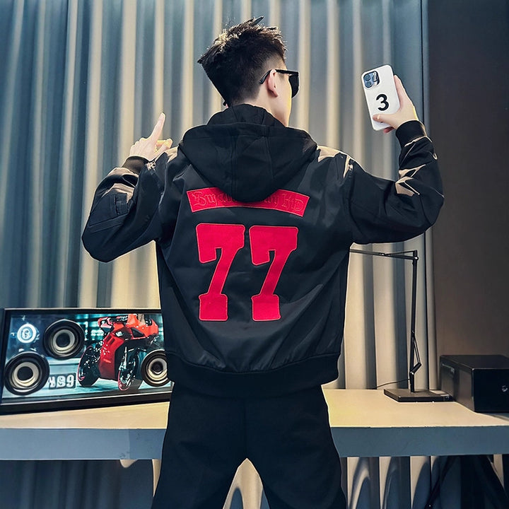 Herren Modische Kapuzenjacke mit buntem Druck Echoarchiv