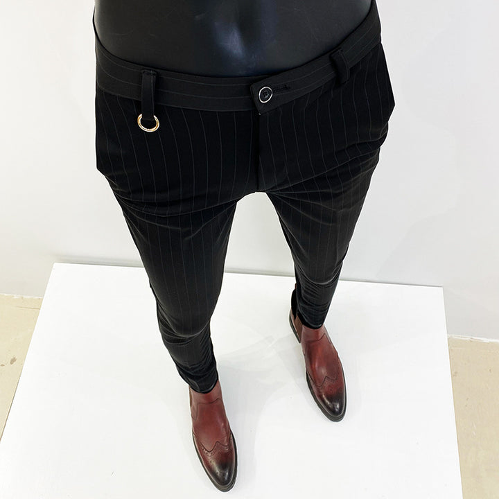 Herren nan schmal geschnittene Nadelstreifen-Anzughose mit elastischem Bund und Ringdetail Echo Archiv