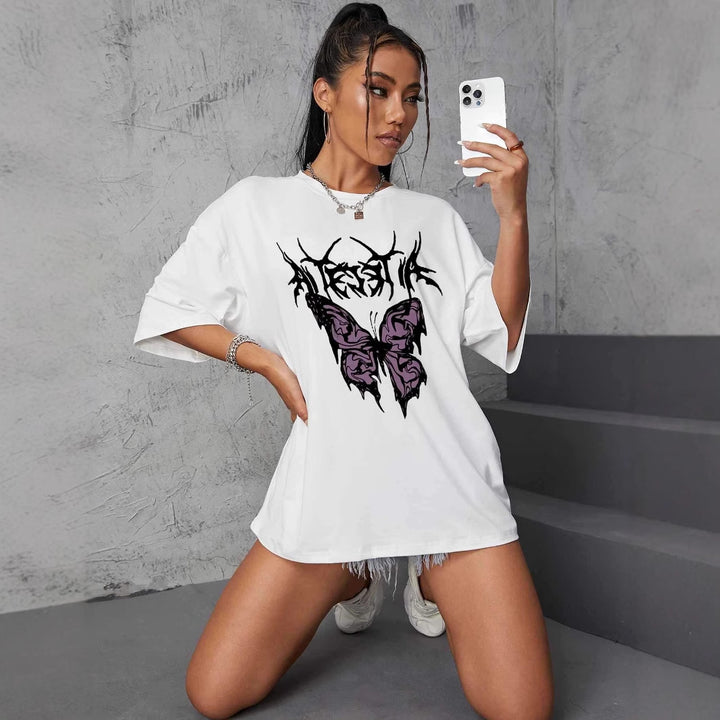 Damen oversized T-Shirt mit kreativem Schmetterlingsdesign Echo Archiv