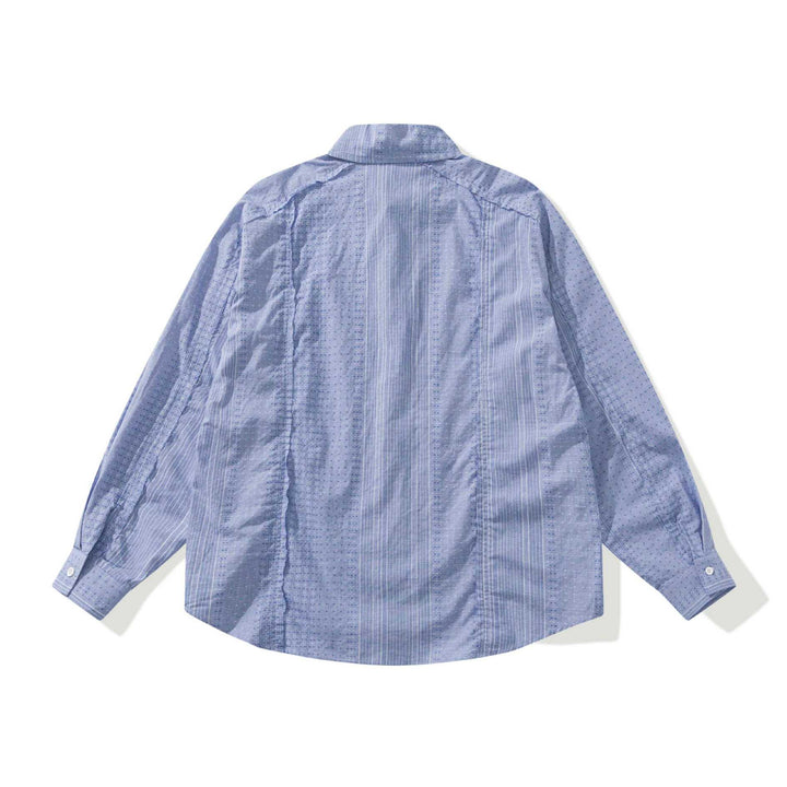 Damen Strukturierte Oversize‑Hemdbluse mit feiner Stickerei und Streifenstruktur Echoarchiv