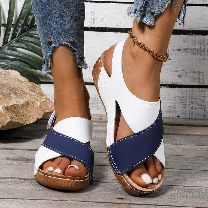 Damen Cross‑Riemen Komfort‑Sandalen mit Klettverschluss – Sorelia