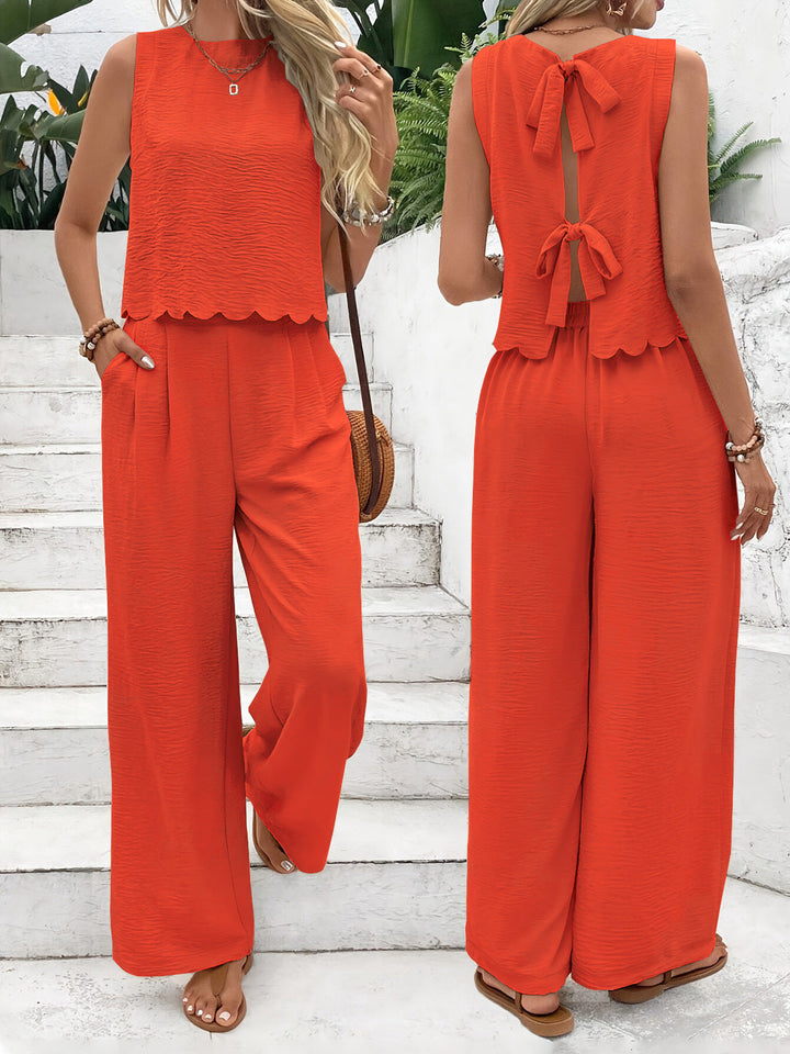 Damen Lässiger Jumpsuit mit elegantem Rückenausschnitt und weitem Bein Echoarchiv