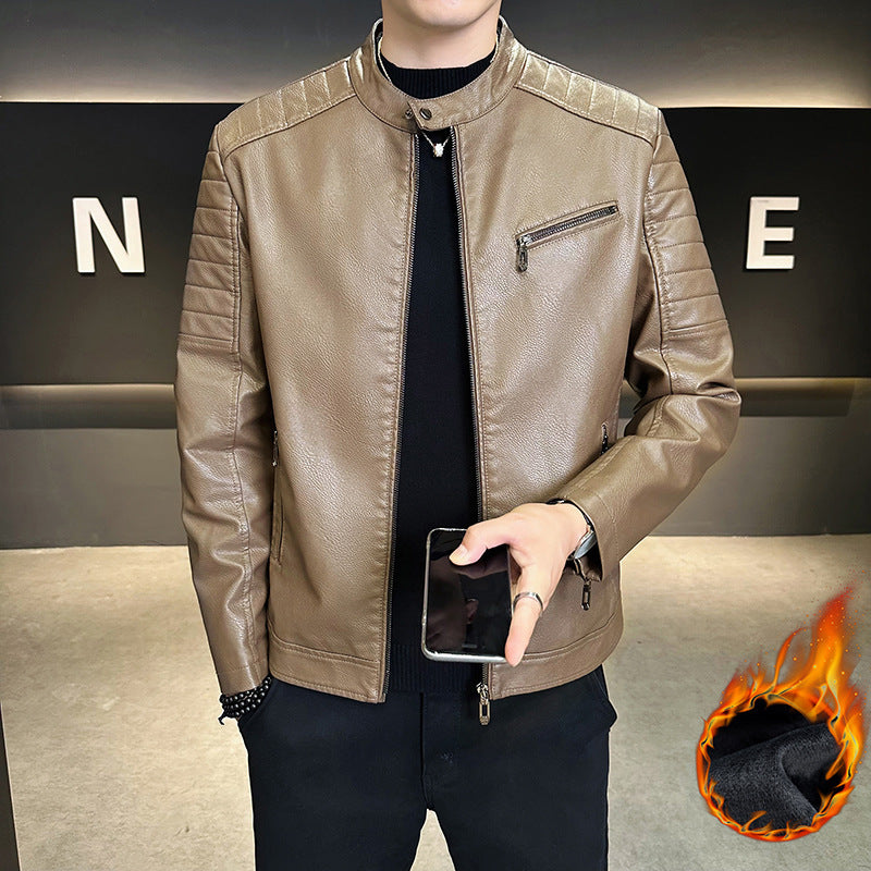 Herren Modische Kunstlederjacke mit Stehkragen Echo Archiv 1788322179