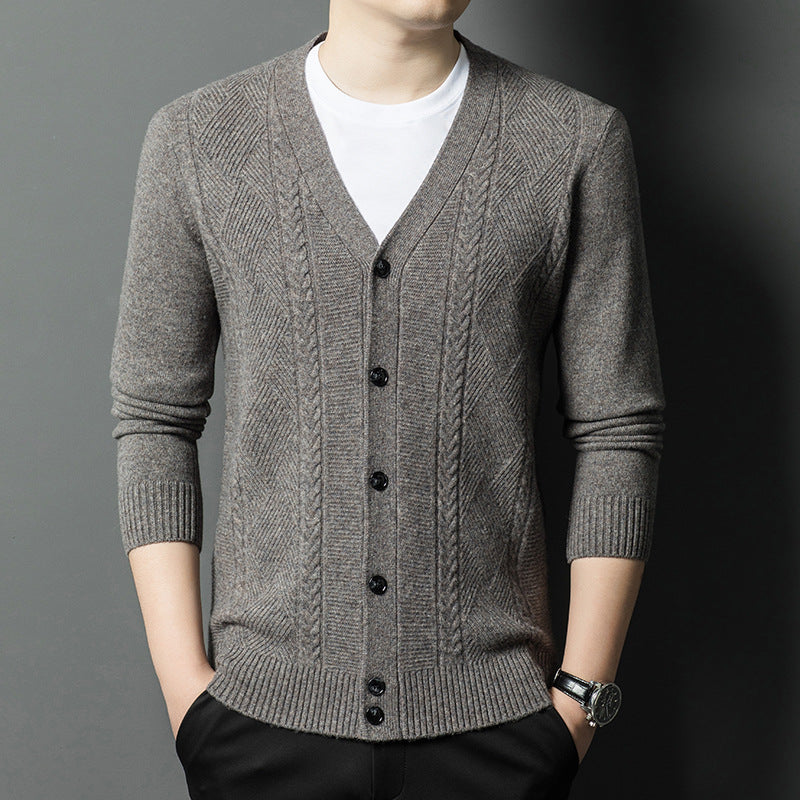 Herren Strickjacke mit V-Ausschnitt und strukturiertem Design Echoarchiv