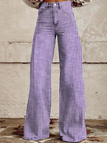 Damen Hoch geschnittene Wide-Leg JEchoarchivns mit moderner Streifenoptik Echoarchiv