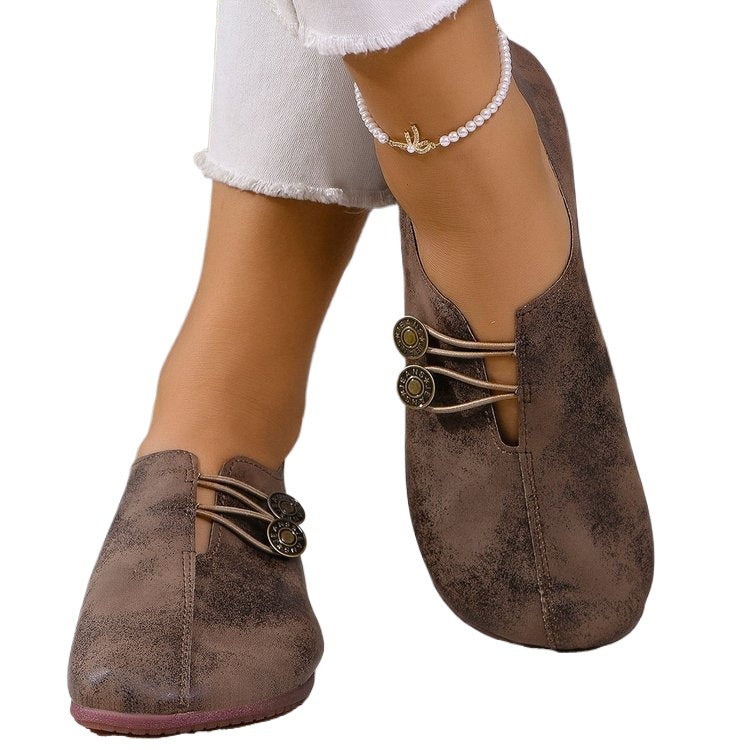Damen nan elegante Komfort-Slipper im Mokassinstil mit elastischer Zierkordel und Knopfdetail Echo Archiv