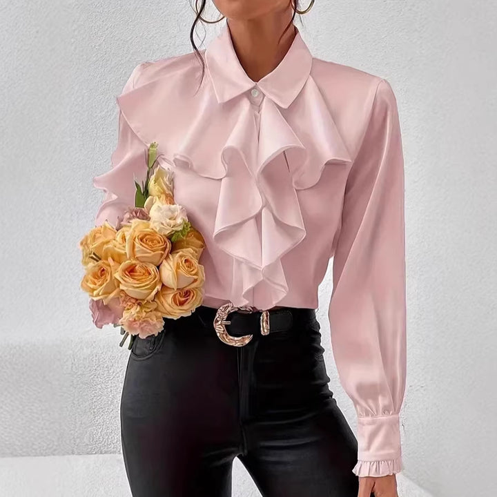 Damen Elegante Rüschenbluse mit Volants, Hemdkragen und Manschetten – Élovi