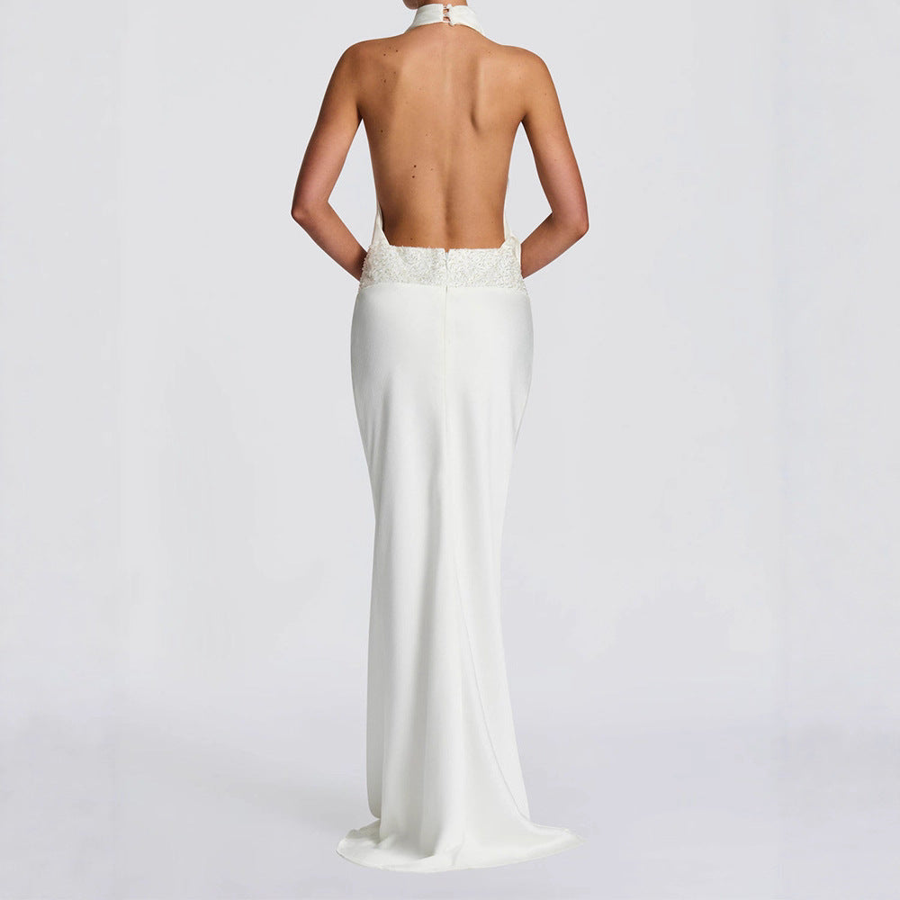 Damen Elegantes Hochzeitskleid mit schimmerndem Taillenband Echo Archiv