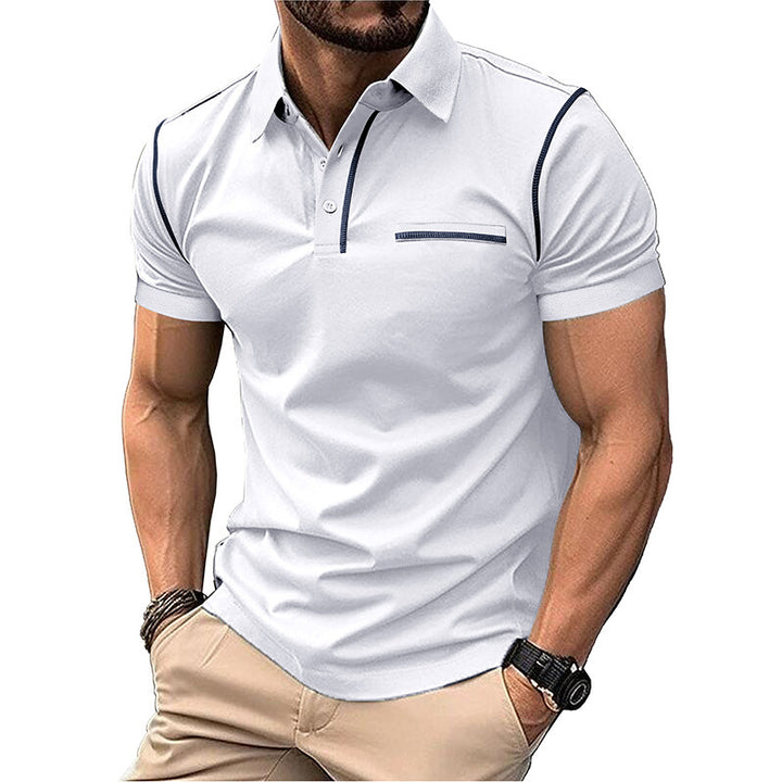 Herren elegantes Polohemd mit modischen Kontrastnähten Echoarchiv