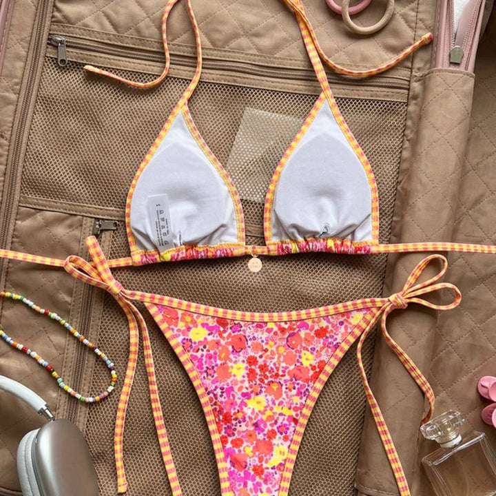 Damen Triangel-Bikini mit floralem Design und verstellbaren Trägern Echo Archiv