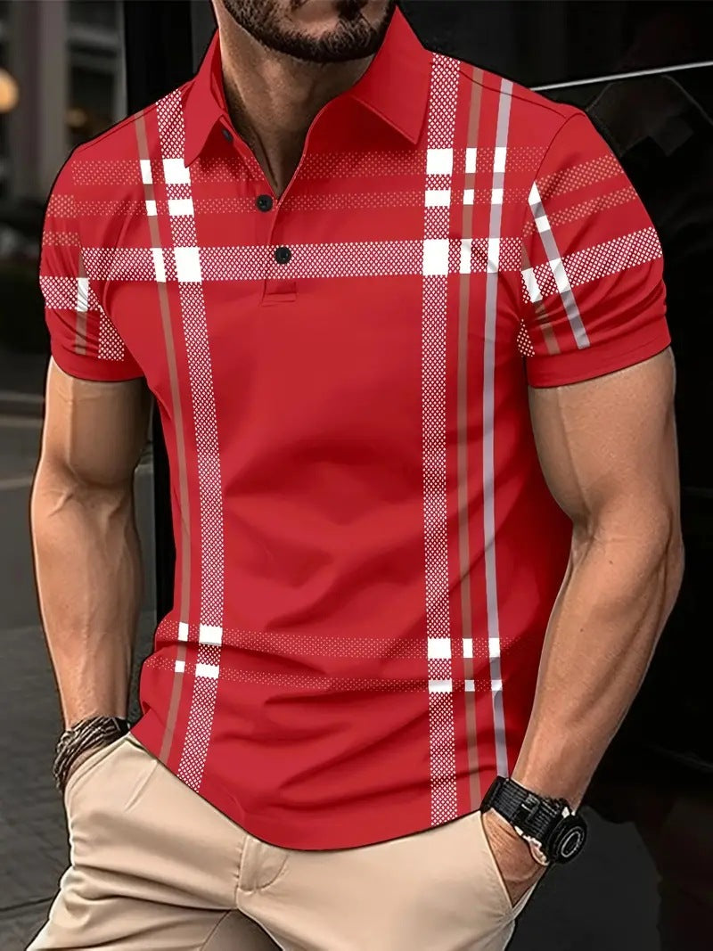 Herren modisches Polohemd mit auffälligem Karodesign Echoarchiv