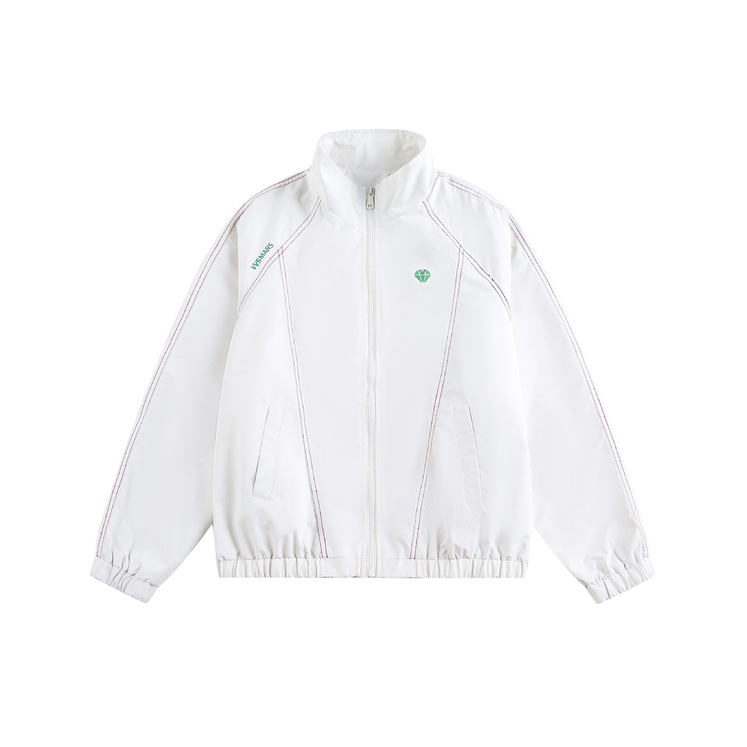 Unisex Sportliche leichte Trainingsjacke mit Stehkragen, Kontraststeppungen und elastischem Saum Echoarchiv