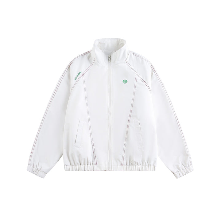 Unisex Sportliche leichte Trainingsjacke mit Stehkragen, Kontraststeppungen und elastischem Saum Echoarchiv