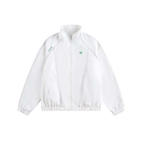 Unisex Sportliche leichte Trainingsjacke mit Stehkragen, Kontraststeppungen und elastischem Saum Echoarchiv