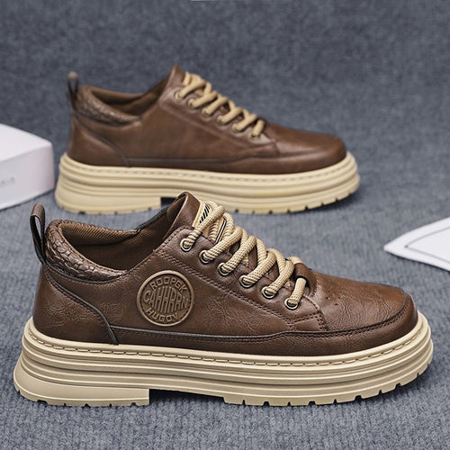 Herren robuste Plateau-Leder-Sneaker mit gepolstertem Fersenkragen, Zuglasche und griffiger Profilsohle – Norré