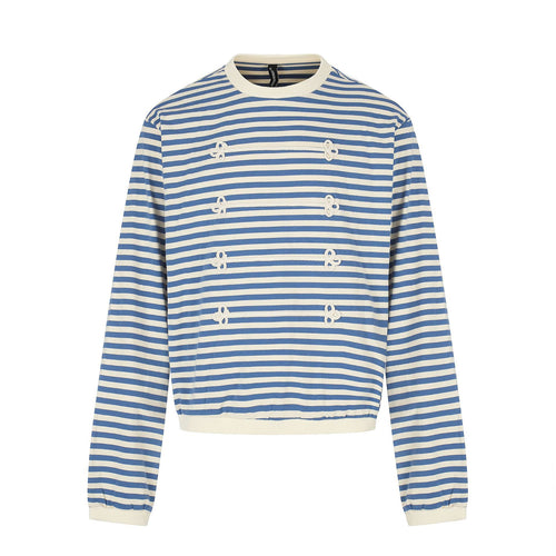 Damen maritimes Streifen-Sweatshirt mit Zierkordeln Echoarchiv
