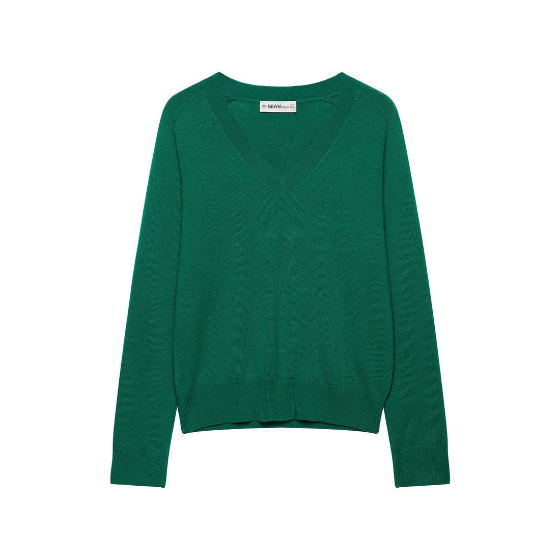 Damen Leichter V‑Ausschnitt Feinstrickpullover mit geripptem Saum Echoarchiv