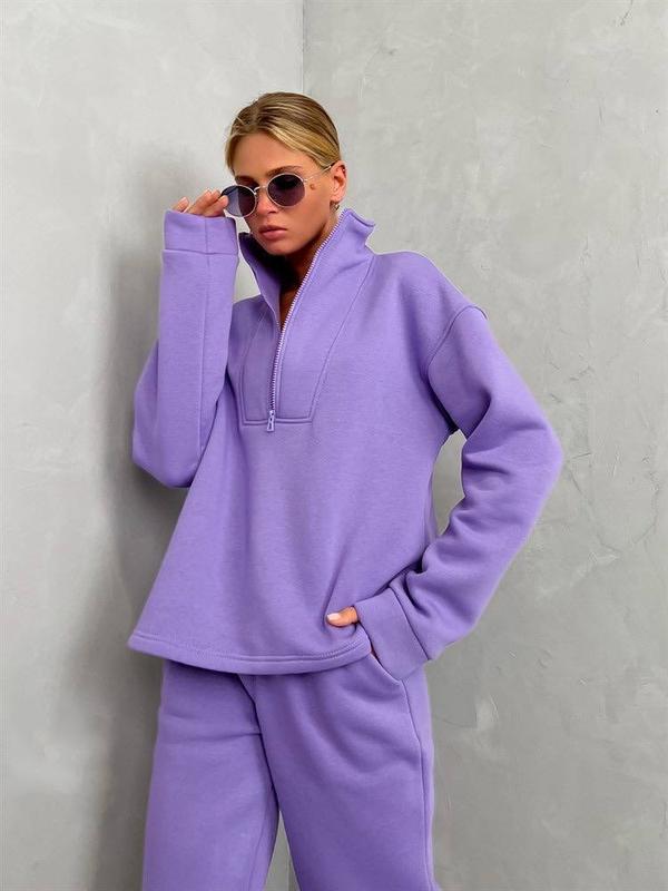 Damen nan weiches Oversize-Halbzip-Loungewear-Set mit hohem Stehkragen und taillierter Jogginghose Echo Archiv