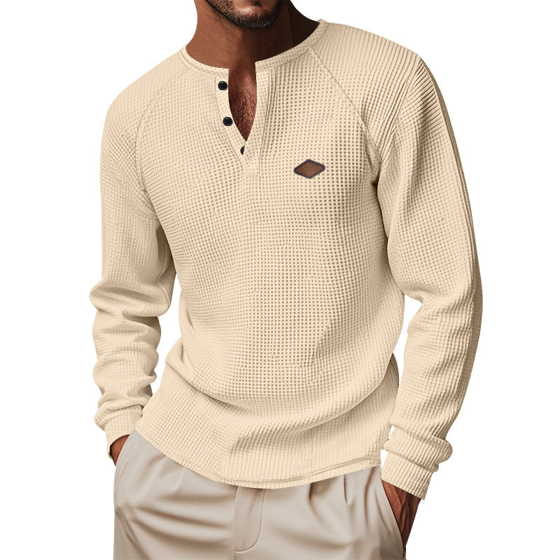 Herren nan Thermo Waffelshirt Henley mit Knopfleiste und Raglanärmeln Echo Archiv