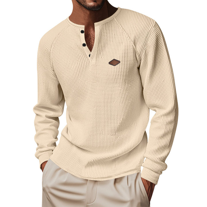 Herren nan Thermo Waffelshirt Henley mit Knopfleiste und Raglanärmeln Echo Archiv