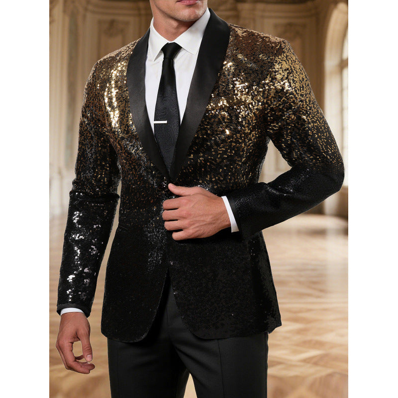 Herren Glitzerblazer im eleganten Schnitt mit schimmerndem Pailletten-Design Echoarchiv