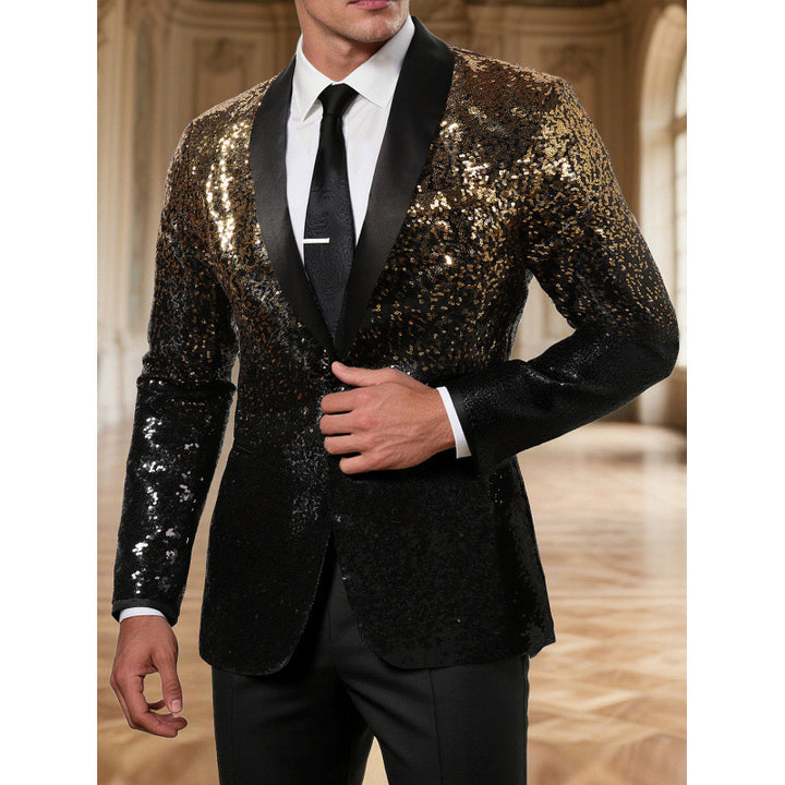 Herren Glitzerblazer im eleganten Schnitt mit schimmerndem Pailletten-Design Echoarchiv