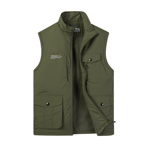 Herren Leichte Fleece-gefütterte Outdoor-Weste mit Mehrfachtaschen und Stehkragen – Marzano