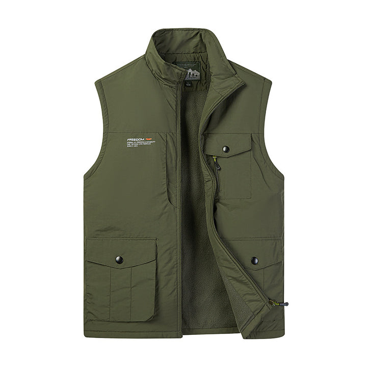 Herren Utility‑Weste mit Fleece‑Innenfutter, Multifunktionstaschen und Stehkragen Echoarchiv