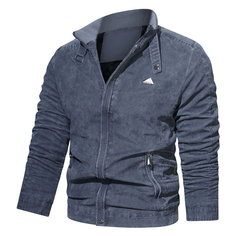 Herren Mikrofaser-Canvas-Blouson im Pilotenstil mit gerafften Ärmeln und verdeckten Reißverschlüssen Echoarchiv