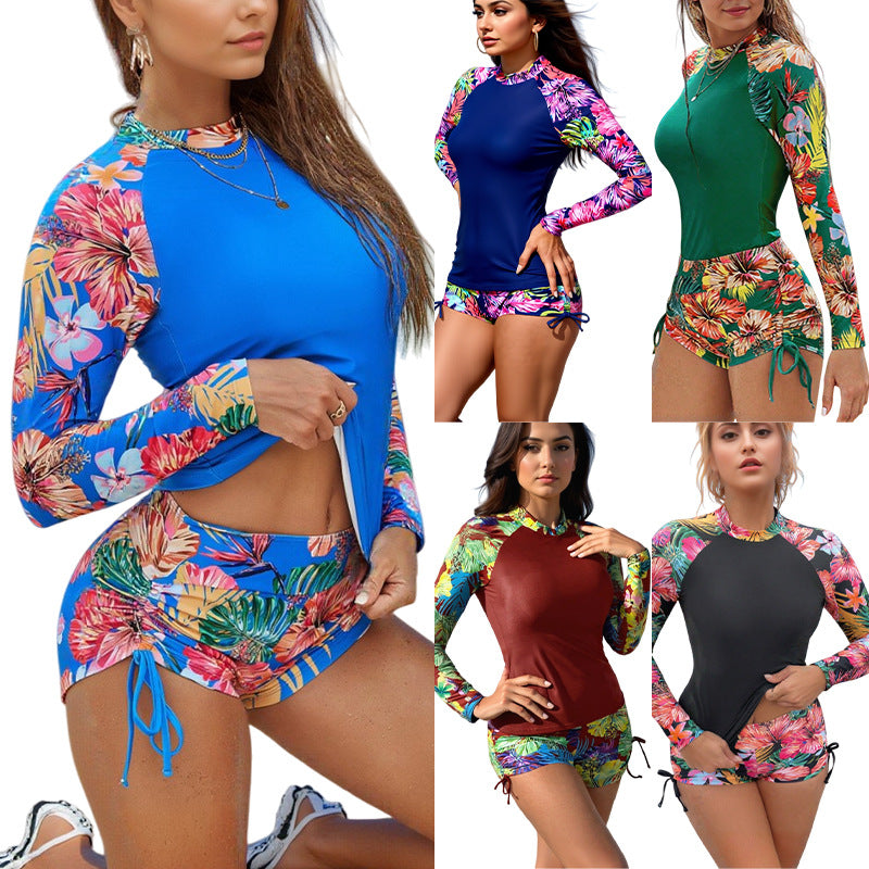 Damen Rashguard mit floralem Design und kurzen Hosen Echo Archiv