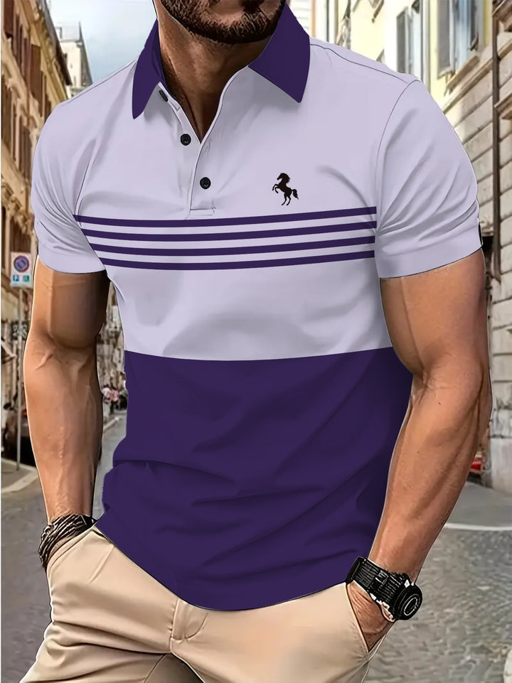 Herren Kurzarm Poloshirt mit stylischem Streifenmuster Echoarchiv