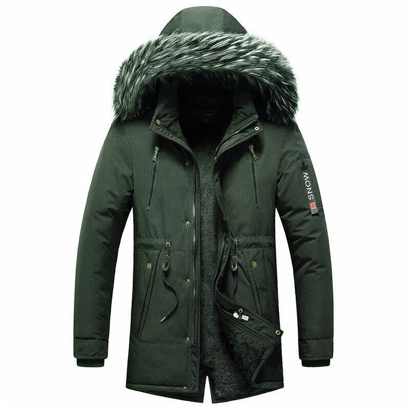 Herren Wattierter Winterparka mit Kapuze und Kunstfellbesatz, wasserabweisend und thermoisoliert Echoarchiv