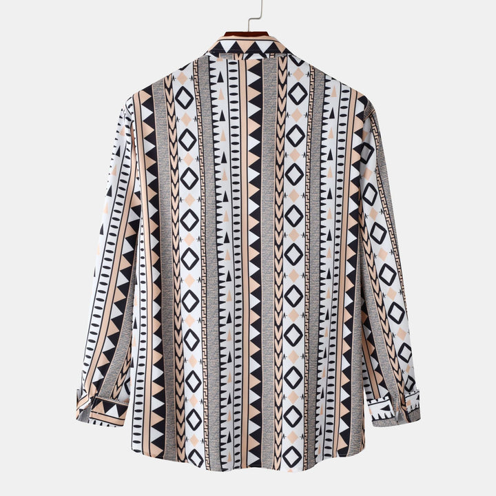 Herren Langarmhemd mit trendigem Geometrie-Design Echoarchiv