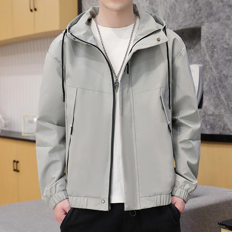 Herren leichte wind- und wasserabweisende Kapuzen-Utility-Jacke mit verdecktem Reißverschluss Echoarchiv