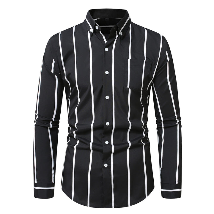 Herren nan tailliertes Langarmhemd mit vertikalem Streifenmuster und Button-Down-Kragen Echo Archiv