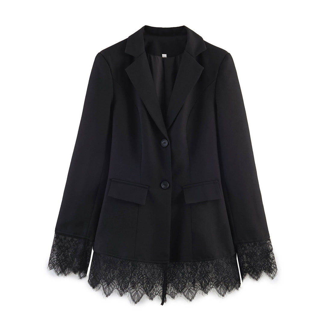 Damen Taillierter Blazer mit Spitzensaum und Pattentaschen Echoarchiv