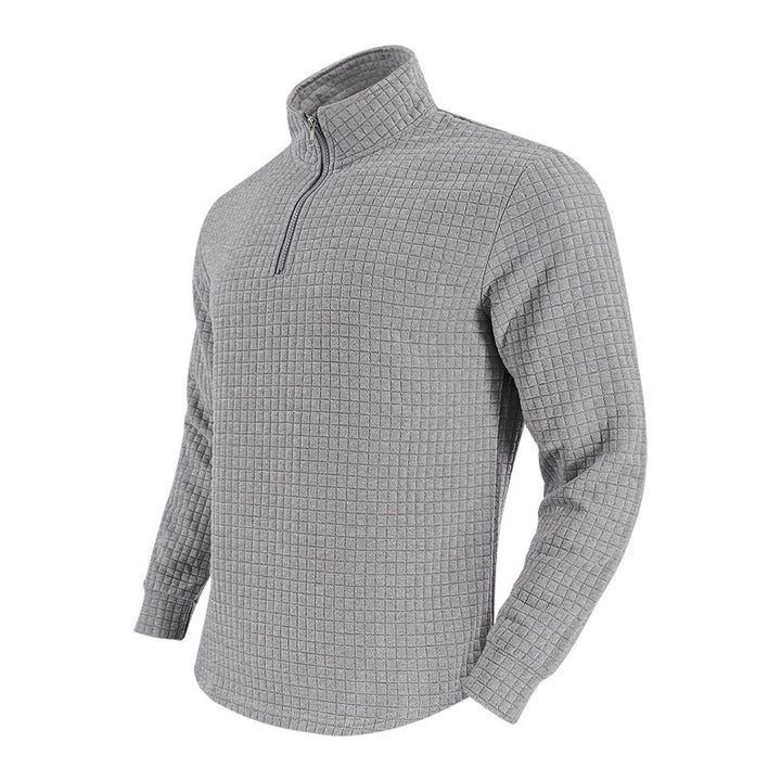 Herren Stepp-Quarter-Zip-Pullover mit Karomuster und Stehkragen Echoarchiv