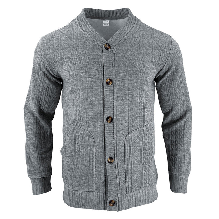 Herren Strickjacke mit hochwertigem Strukturmuster und modernen Knöpfen Echoarchiv