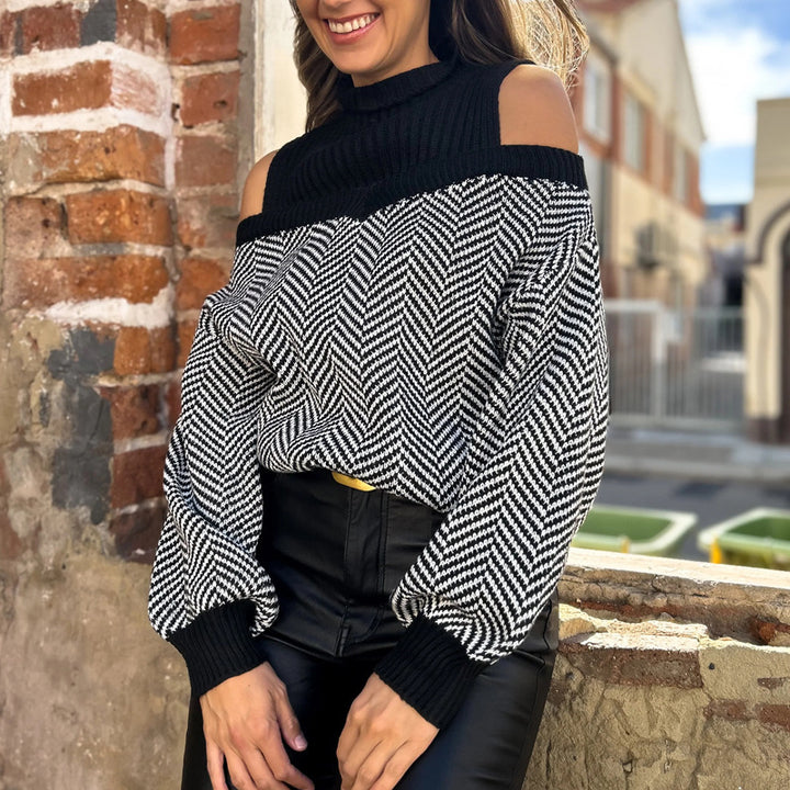 Damen Modischer Pullover mit Schulterauschnitten Echo Archiv
